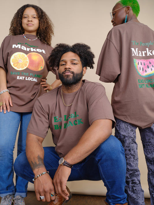 Save The Planet EAT LOCAL - Brown ORANGE -  Premium Tee