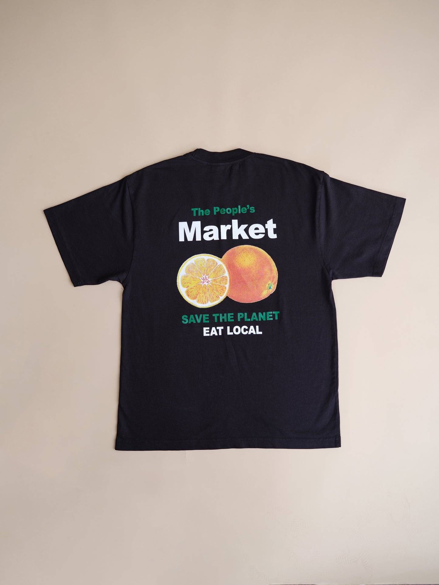 Save The Planet EAT LOCAL - BLACK ORANGE -  Premium Tee