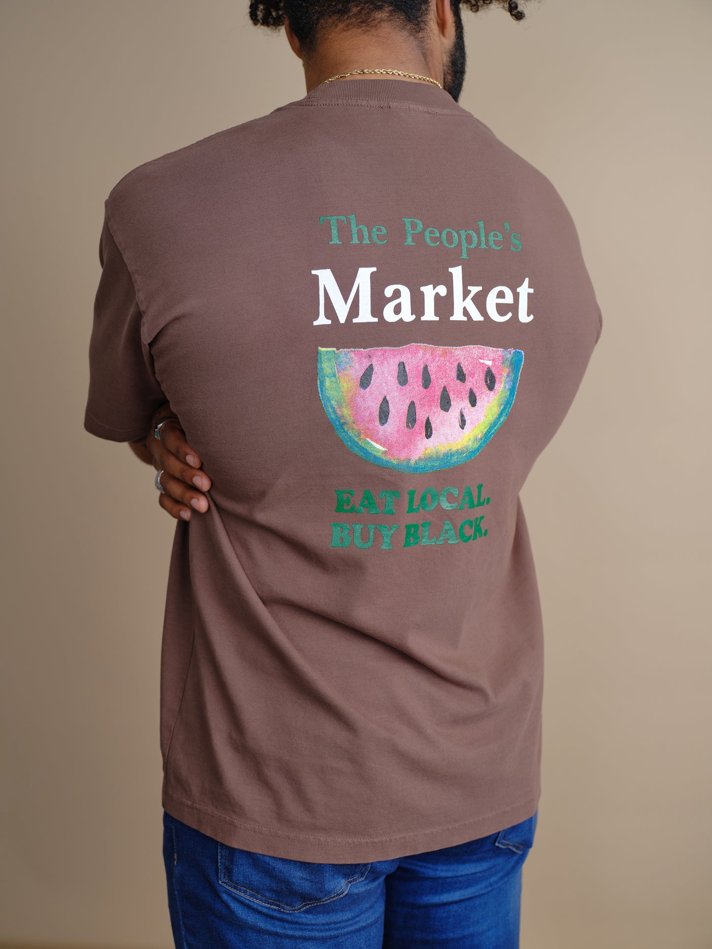 Eat Local Buy Black - BROWN Watermelon -  Premium Tee